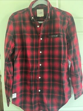 Lira Red & Black Plaid Button-Down Shirt with Chest Pocket